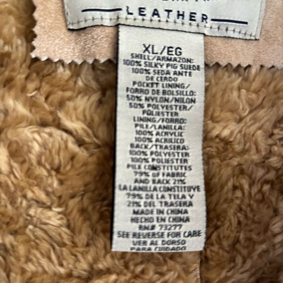 brown Suede Coat Leather Penny Lane Y2K jacket Shearling Vintage XL - Picture 9 of 9